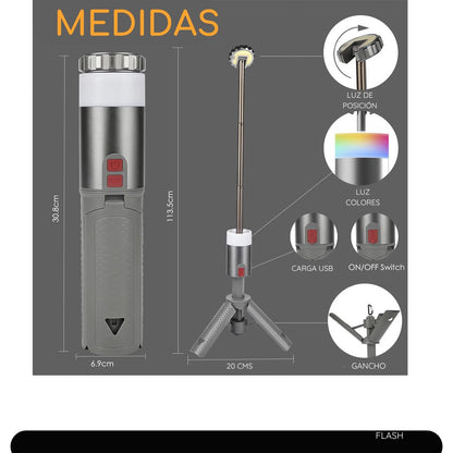 LINTERNA CAMPING TELESCOPICA Y RECARGABLE